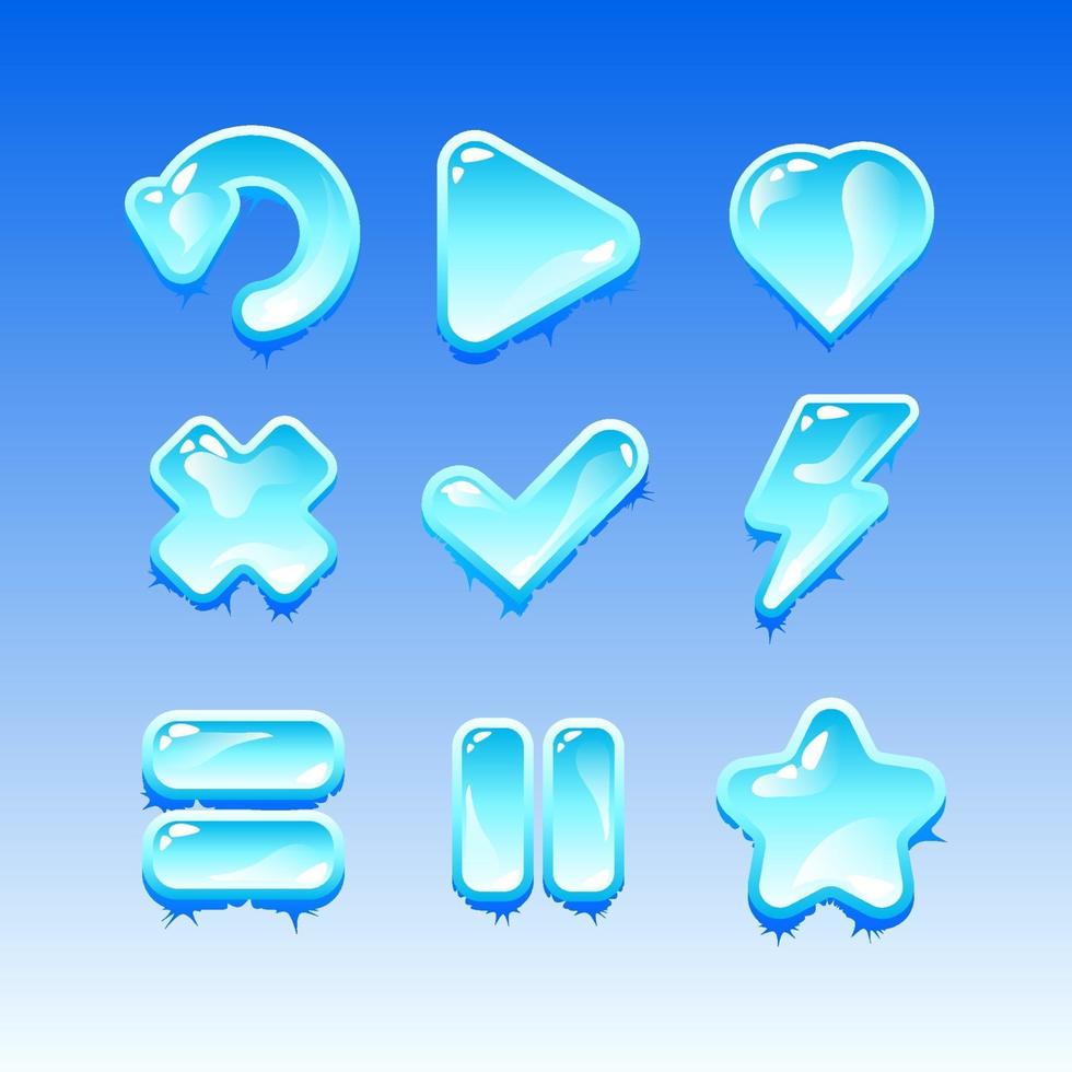 verzameling set game ui freeze ice icon tekenen voor gui asset elementen vector illustratie