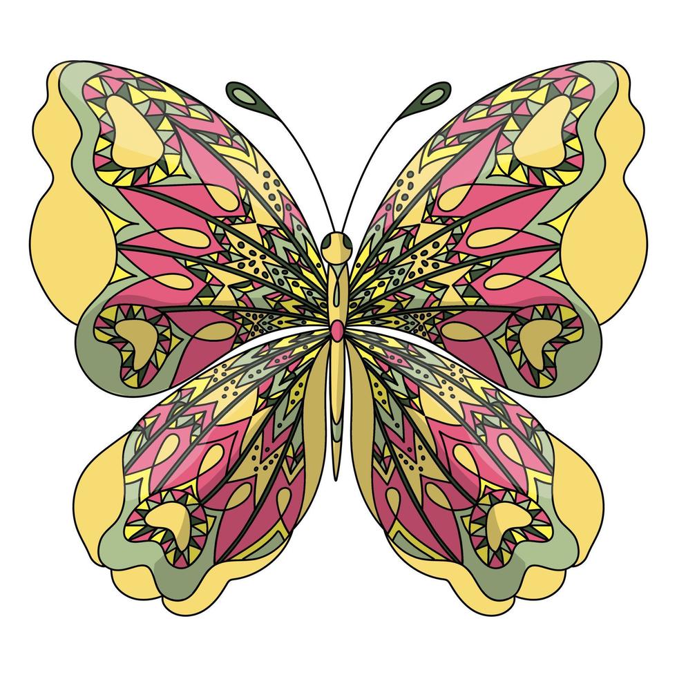 vlinder. kleur bladzijde voor volwassenen anti spanning Aan wit achtergrond. vector
