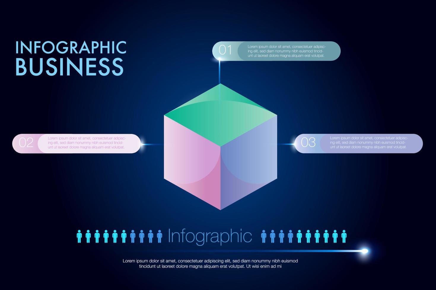 kubus vorm infographic sjabloon voor bedrijf. isometrische infographic 3 optie en mensen icoon voor bedrijf gegevens diagram project presentatie vector