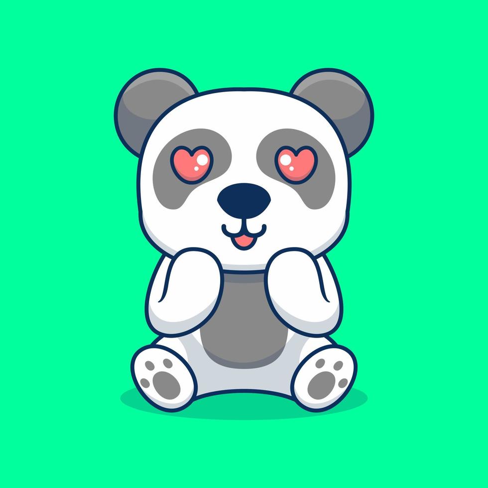 vector panda zittend geschokt schattig creatief kawaii tekenfilm mascotte