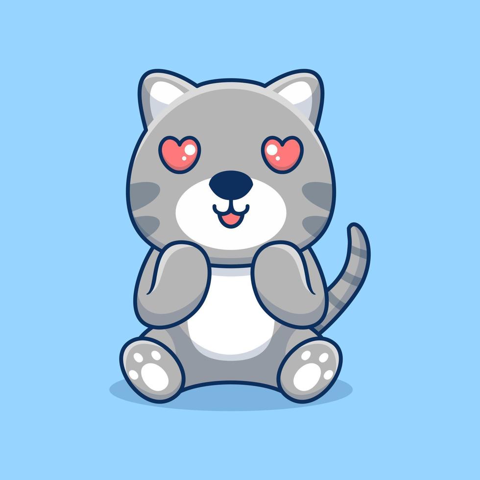 vector kat zittend geschokt schattig creatief kawaii tekenfilm mascotte