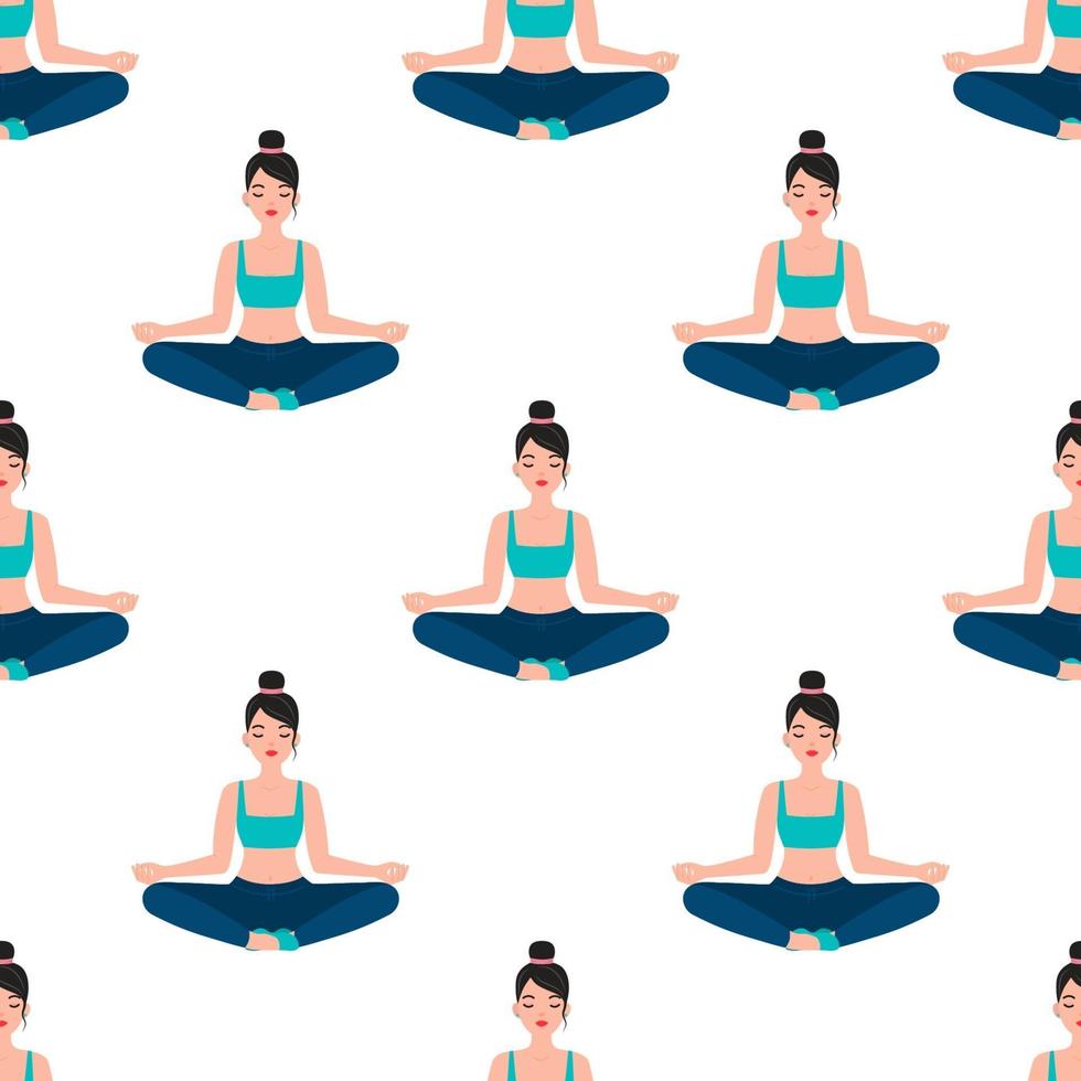 vrouw mediteren, yoga naadloze patroon vector