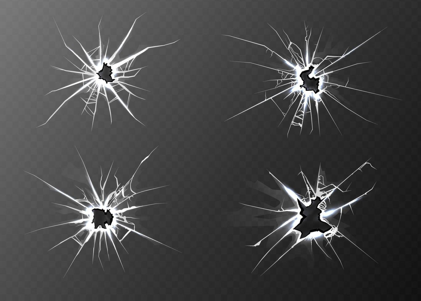 gebroken ruit gebarsten gat, realistisch glas geïsoleerd. vector