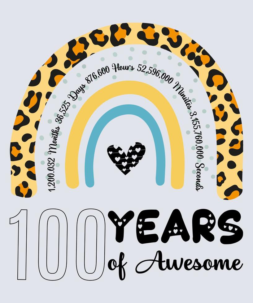 100ste verjaardag t-shirt, 100 jaren van geweldig, typografie ontwerp, mijlpaal verjaardag geschenk vector