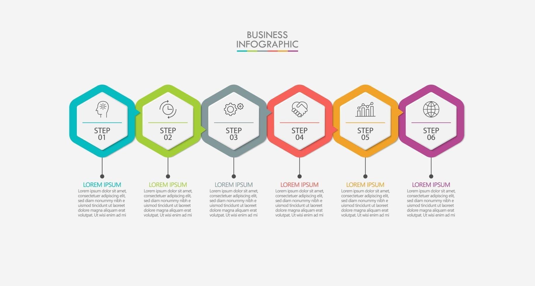 moderne infographic verbindingssjabloon met 6 opties vector