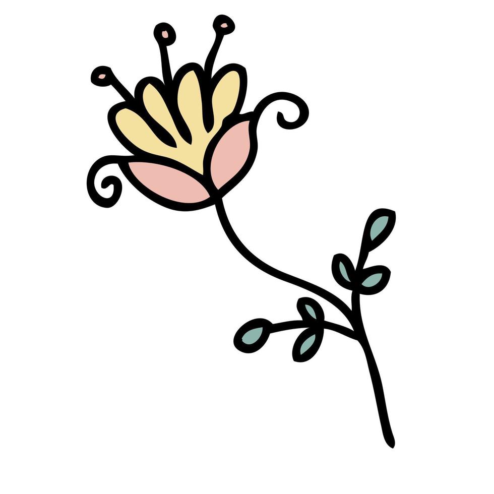 hand- getrokken bloem in gemakkelijk tekening stijl. perfect voor tee, stickers, poster, kaart. vector