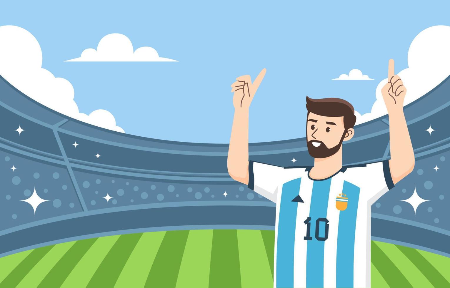 lionel messi in tekenfilm stijl achtergrond vector