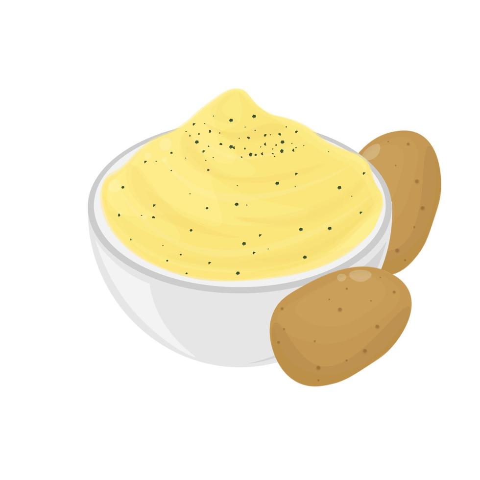 heerlijk en gezond gepureerd aardappel illustratie logo in een kom vector