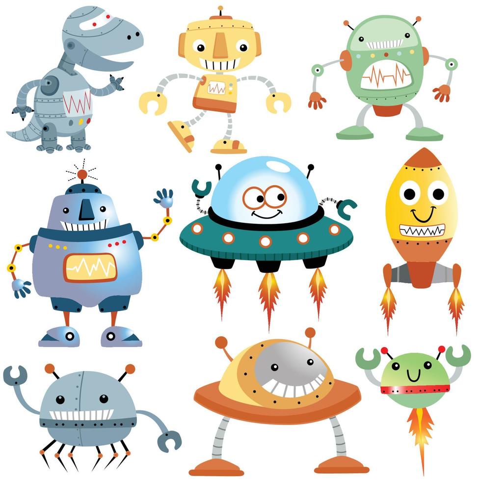 vector reeks van grappig robots tekenfilm