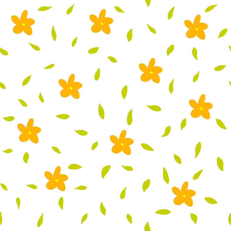 naadloos patroon met abstract oranje bloem en bladeren Aan wit achtergrond. botanisch illustratie voor Hoes ontwerp, huis decoratie, uitnodiging kaart, voorjaar structuur voor textiel en kleding stof ontwerp. vector