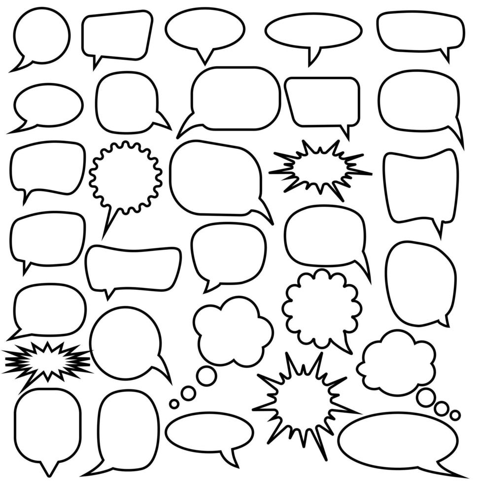 toespraak bubbels icoon vector set. tekenfilm ballon illustratie teken verzameling. babbelen symbool of logo.