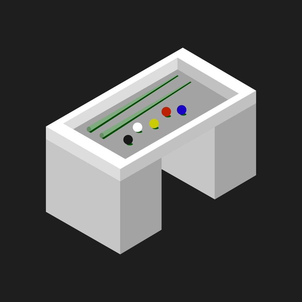 isometrische biljarttafel op zwarte achtergrond vector