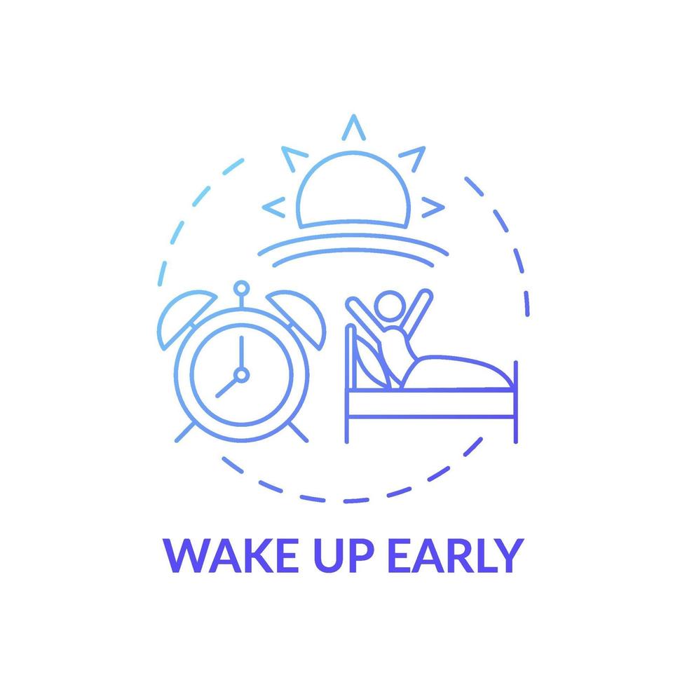 wakker worden vroeg blauw kleurverloop concept pictogram vector