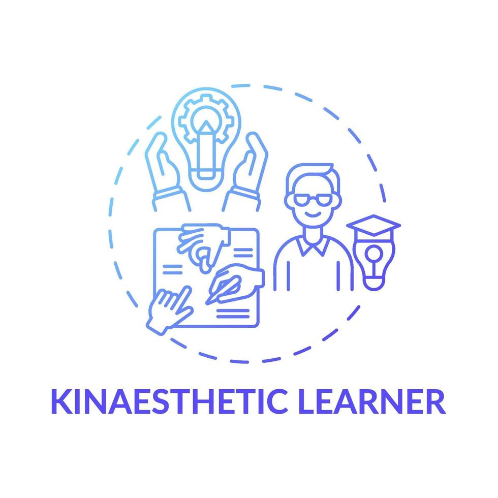 kinesthetische leerling blauwe kleurovergang concept pictogram vector