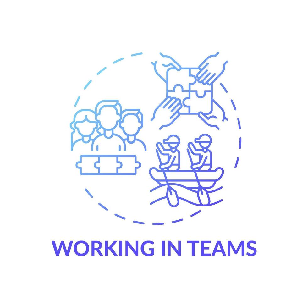 werken in teams blauw kleurverloop concept pictogram vector