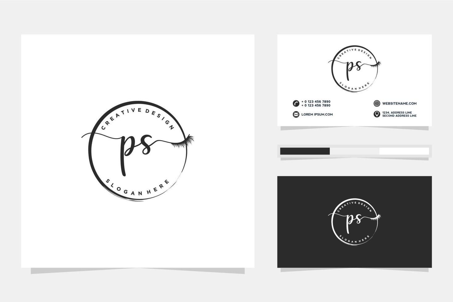 eerste ps vrouwelijk logo collecties en bedrijf kaart sjabloon premie vector