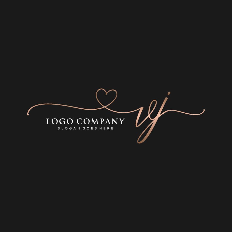 eerste vj vrouwelijk logo collecties sjabloon. handschrift logo van eerste handtekening, bruiloft, mode, juwelen, boetiek, bloemen en botanisch met creatief sjabloon voor ieder bedrijf of bedrijf. vector