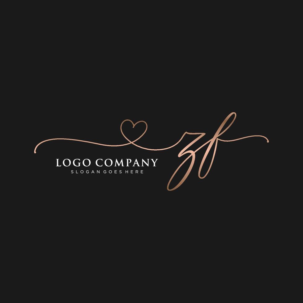 eerste zf vrouwelijk logo collecties sjabloon. handschrift logo van eerste handtekening, bruiloft, mode, juwelen, boetiek, bloemen en botanisch met creatief sjabloon voor ieder bedrijf of bedrijf. vector