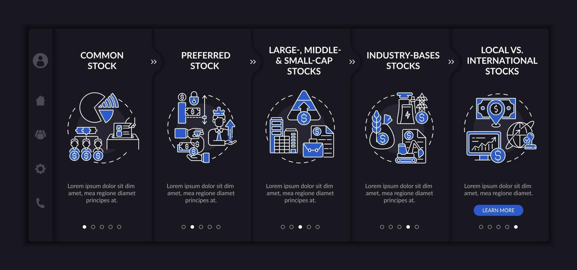 investeringsactiva typen onboarding vector sjabloon