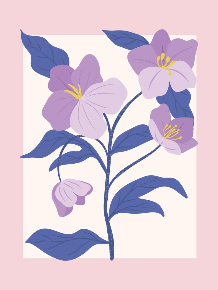 voorjaar abstract bloem achtergrond vector. hedendaags kunst ontwerp met bloemen, bladeren, fabriek in hand- getrokken stijl. botanisch natuur geïllustreerd perfect voor muur kunst, poster, behang, omslag, spandoek. vector