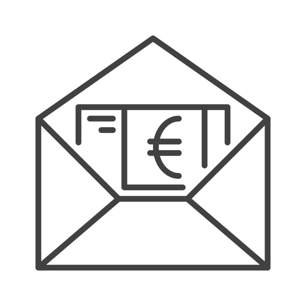 euro contant geld in Open envelop vector EU financiën concept dun lijn icoon