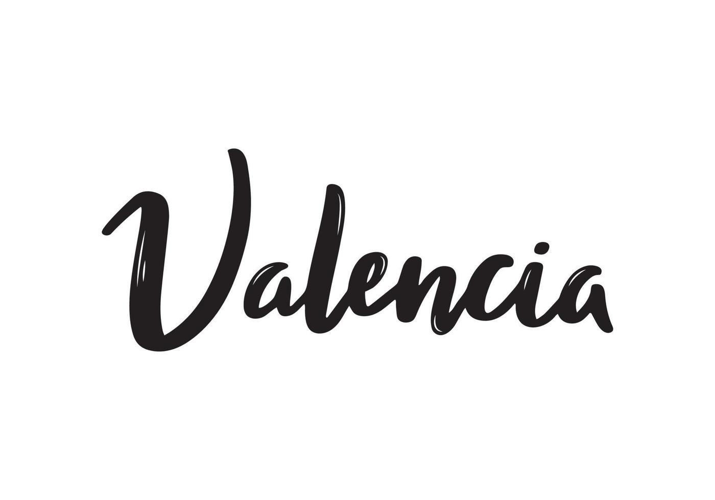 valencia handgeschreven kalligrafie. hand getrokken borstel belettering. vector