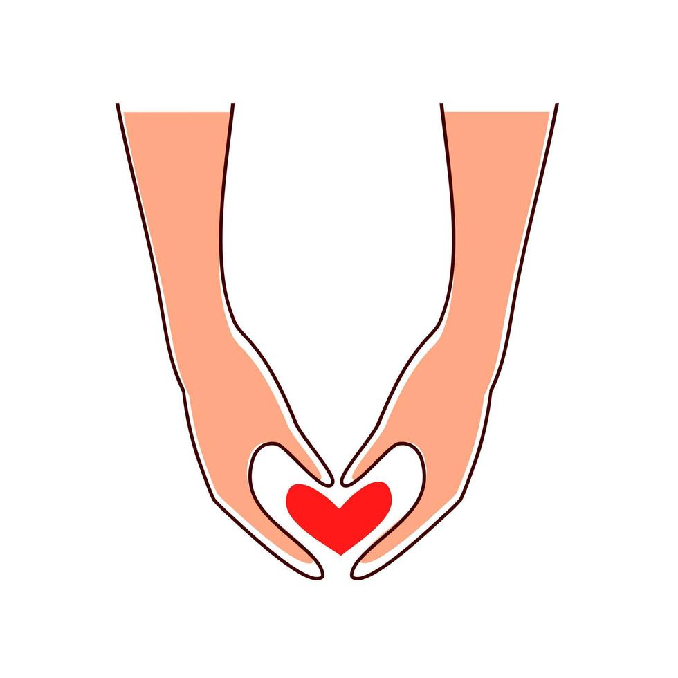 twee vrouwen of kinderen handen met een hart. vector illustratie