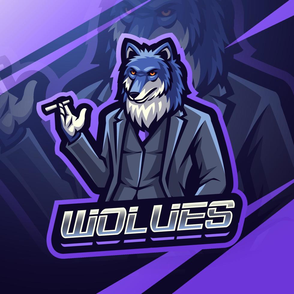 wolven baas esport mascotte logo vector