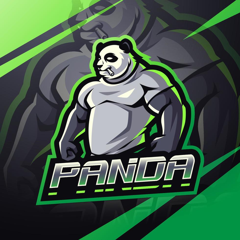 panda fighter esport mascotte logo vector