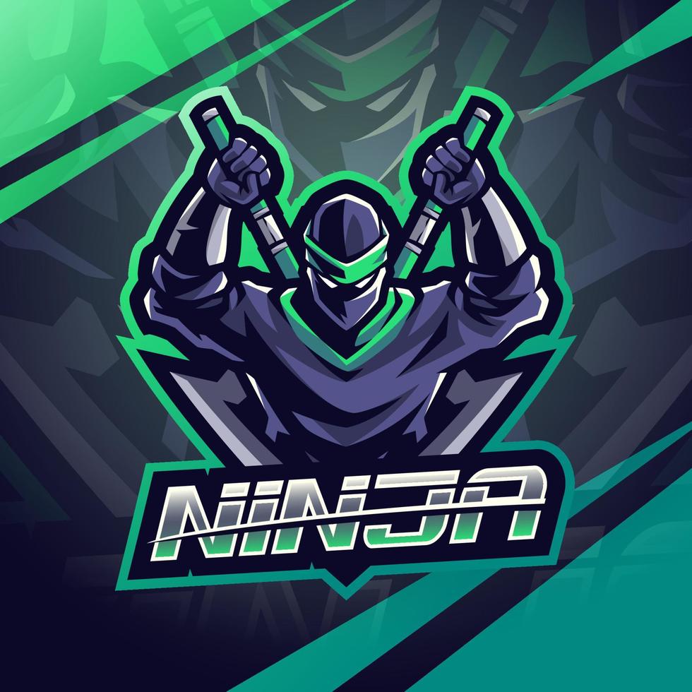 ninja esport mascotte logo ontwerp vector