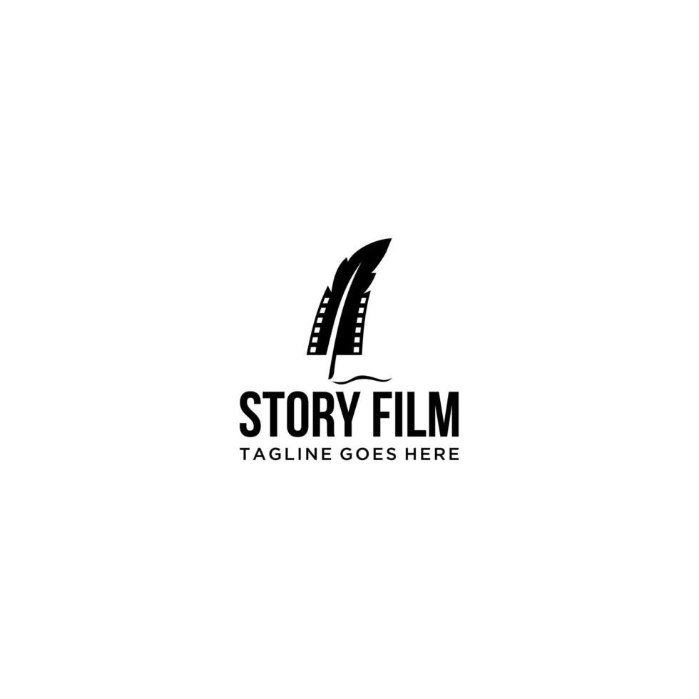 filmschrijver concept penpunt schrijver met filmrol vector logo pictogram ontwerp illustratie