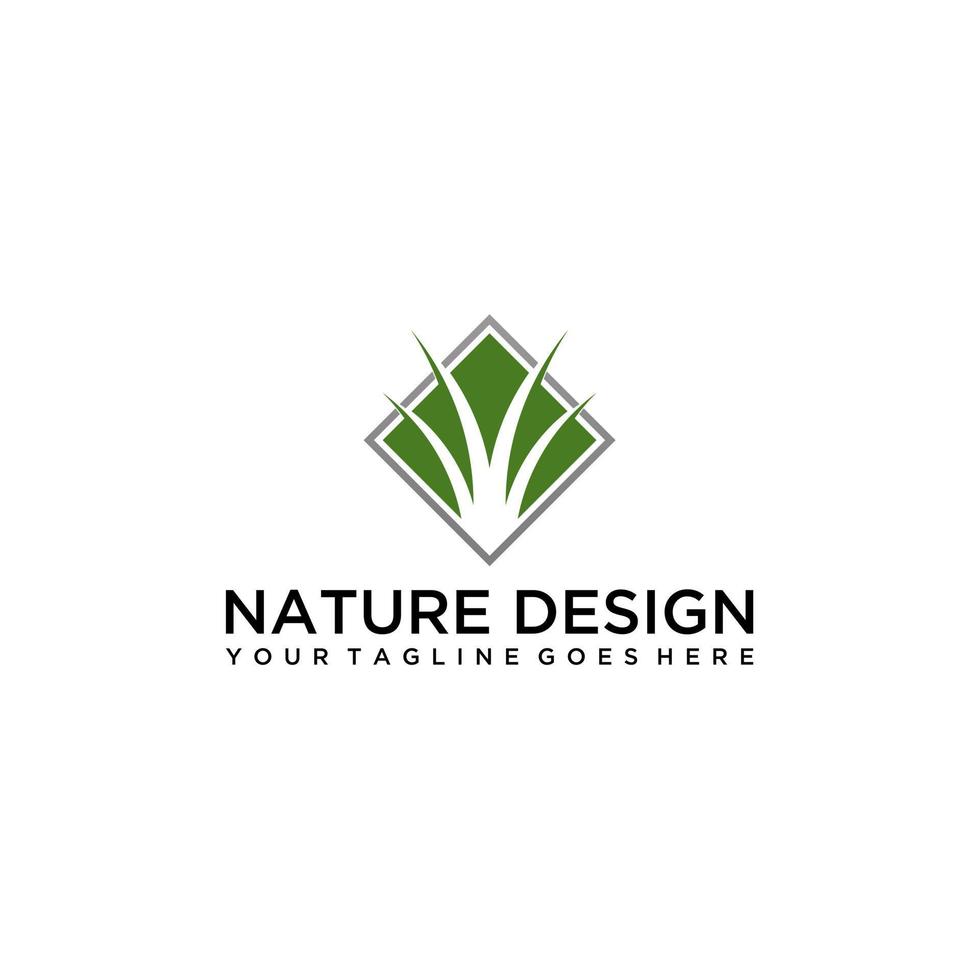 groen gras logo ontwerp vector