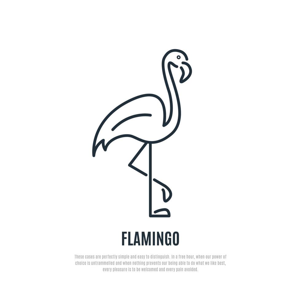 flamingo lijn pictogram. wilde vogelsymbool. voering stijl. vector