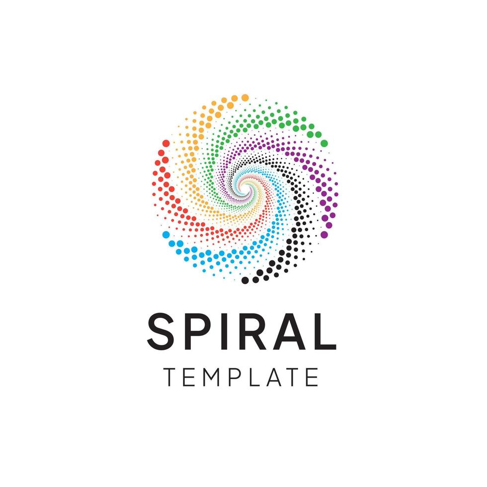 kleurrijk spiraal logo met circulaire dots vector