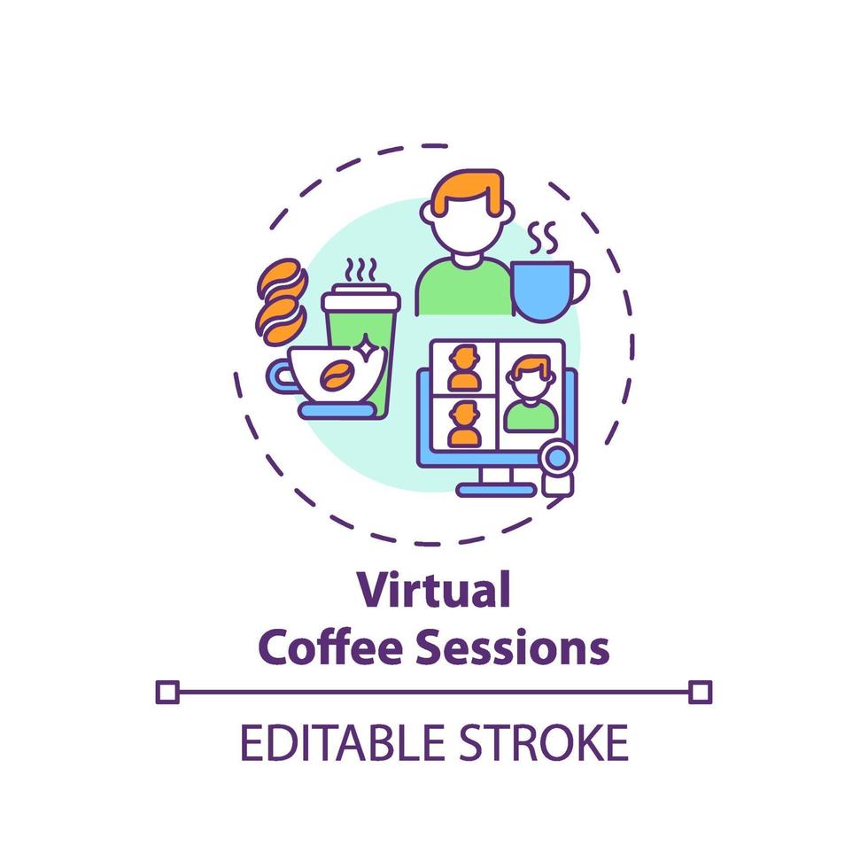 virtuele koffiesessies concept pictogram vector