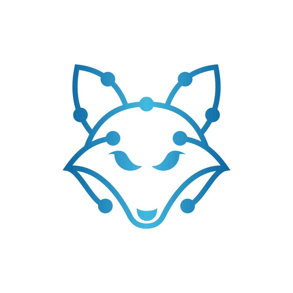 dier vos hoofd lijn technologie gemakkelijk logo vector