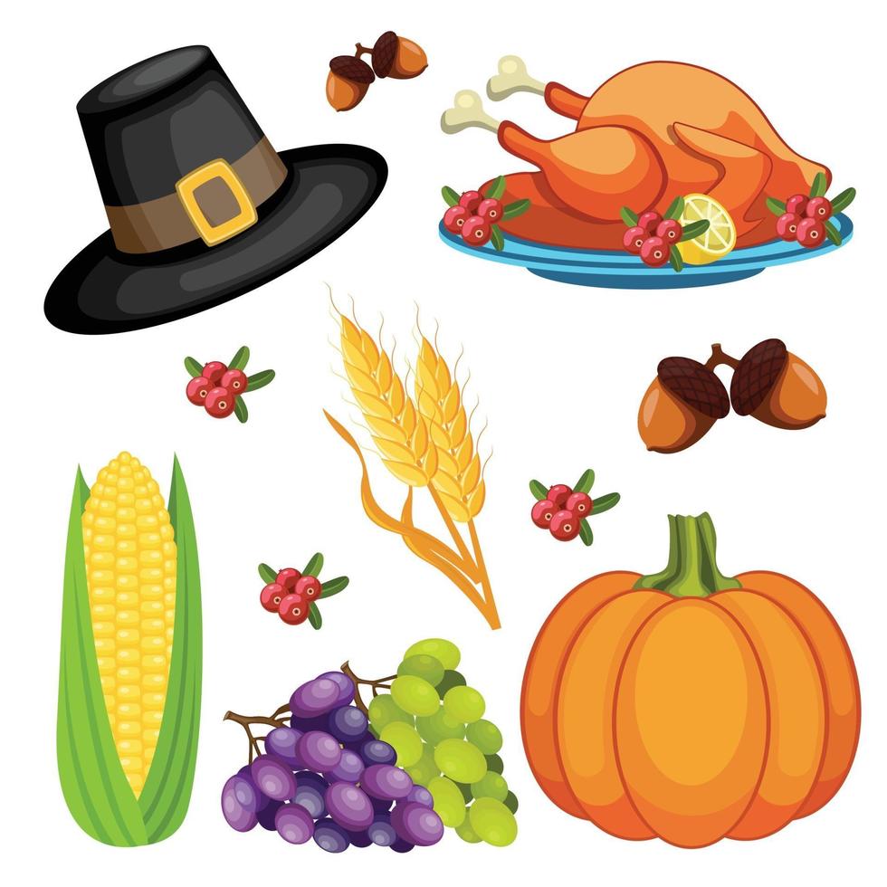 thanksgiving day pictogrammen instellen vector