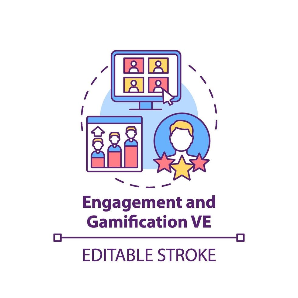 betrokkenheid en gamification ve concept pictogram vector