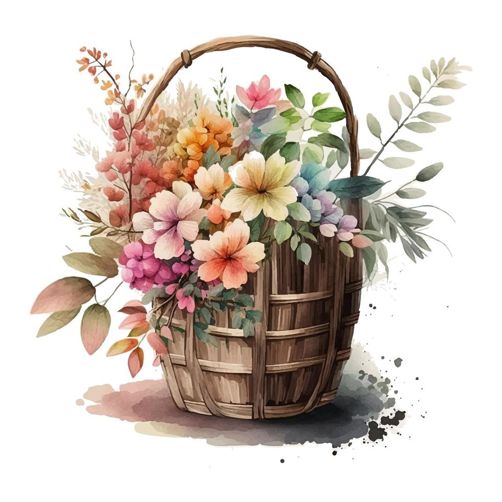 waterverf bloemen clip art vector, Pasen mand png, voorjaar bloemen klem kunst, Pasen sublimatie png, waterverf bloem vector