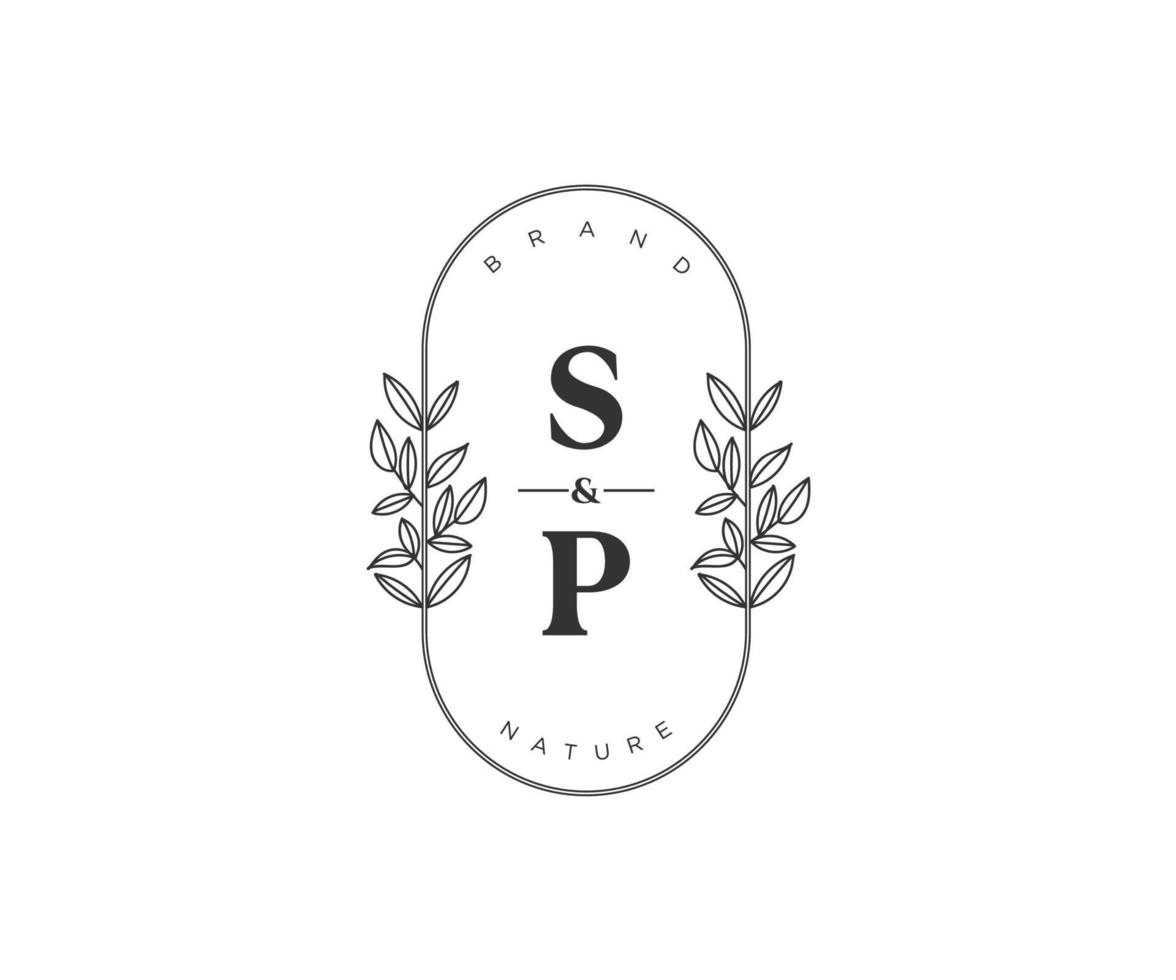 eerste sp brieven mooi bloemen vrouwelijk bewerkbare premade monoline logo geschikt voor spa salon huid haar- schoonheid winkel en kunstmatig bedrijf. vector