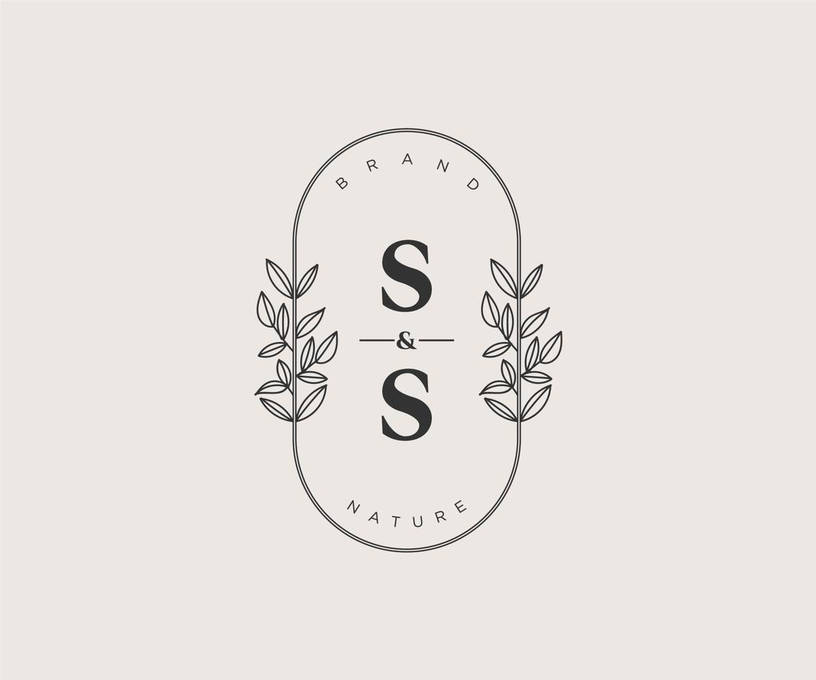 eerste ss brieven mooi bloemen vrouwelijk bewerkbare premade monoline logo geschikt voor spa salon huid haar- schoonheid winkel en kunstmatig bedrijf. vector