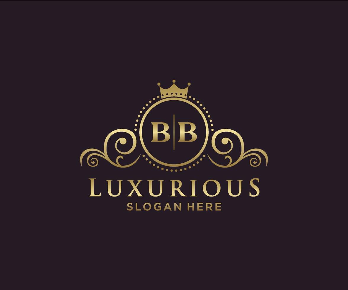 eerste bb brief Koninklijk luxe logo sjabloon in vector kunst voor restaurant, royalty, boetiek, cafe, hotel, heraldisch, sieraden, mode en andere vector illustratie.