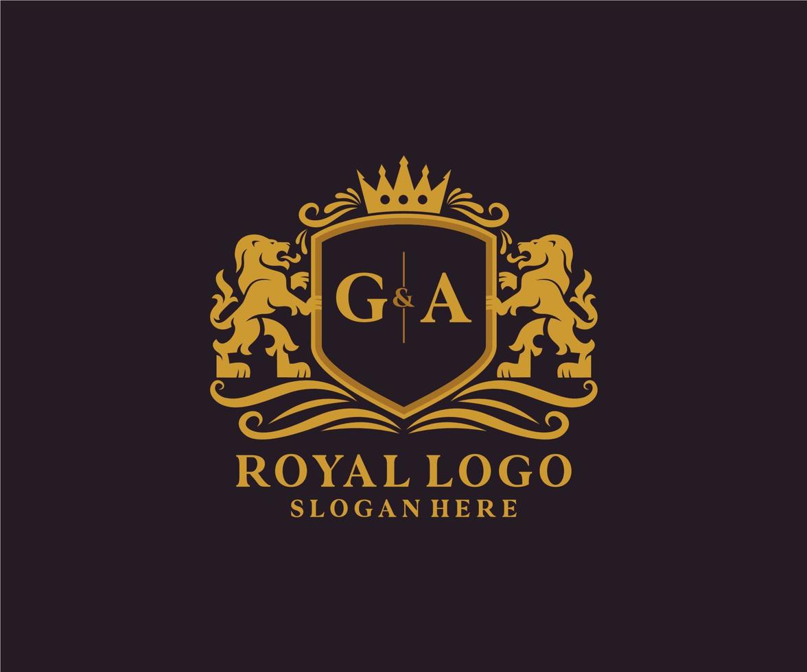eerste ga brief leeuw Koninklijk luxe logo sjabloon in vector kunst voor restaurant, royalty, boetiek, cafe, hotel, heraldisch, sieraden, mode en andere vector illustratie.