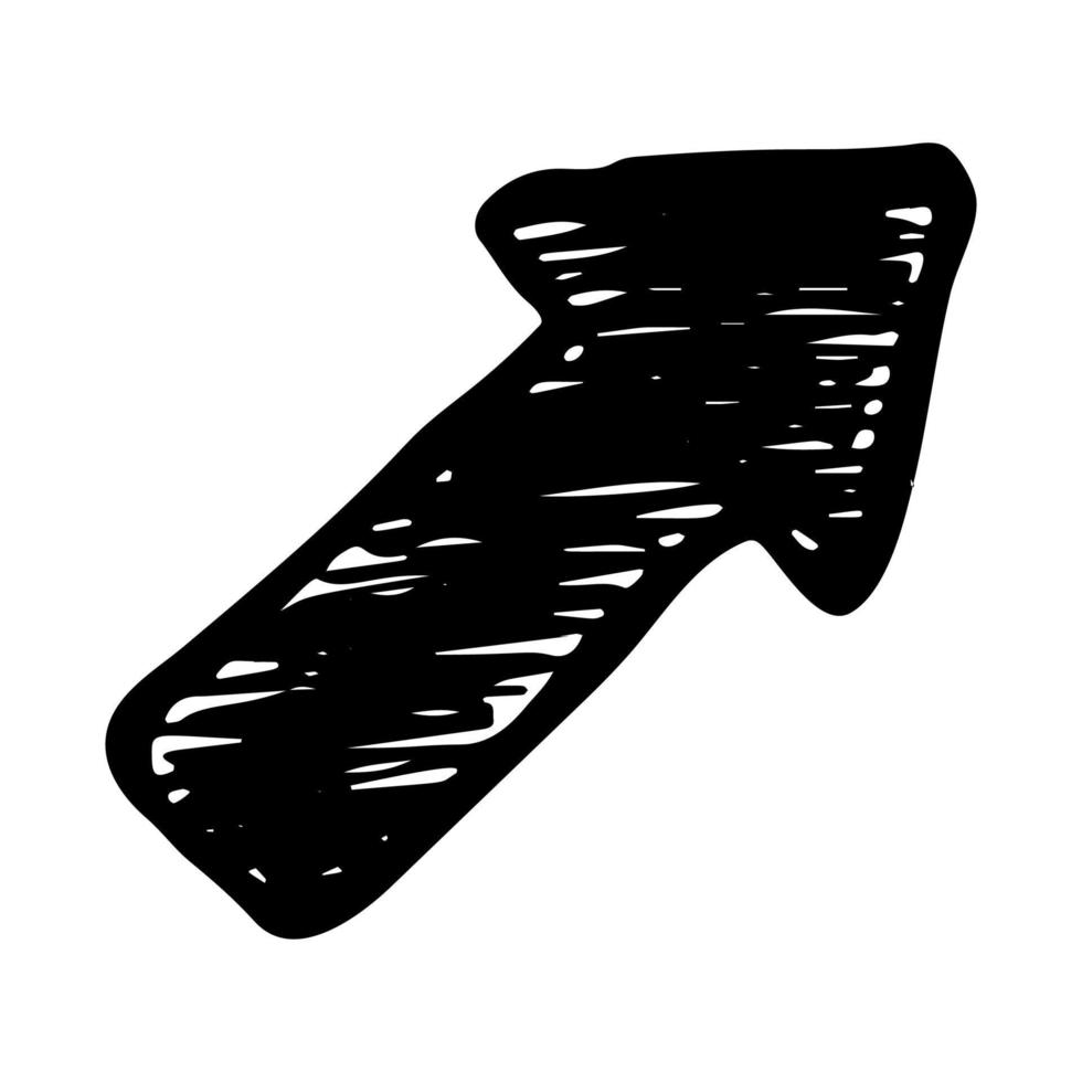 zwart hand- getrokken pijl. schetsen van tekening pijl geïsoleerd Aan wit achtergrond. vector illustratie.