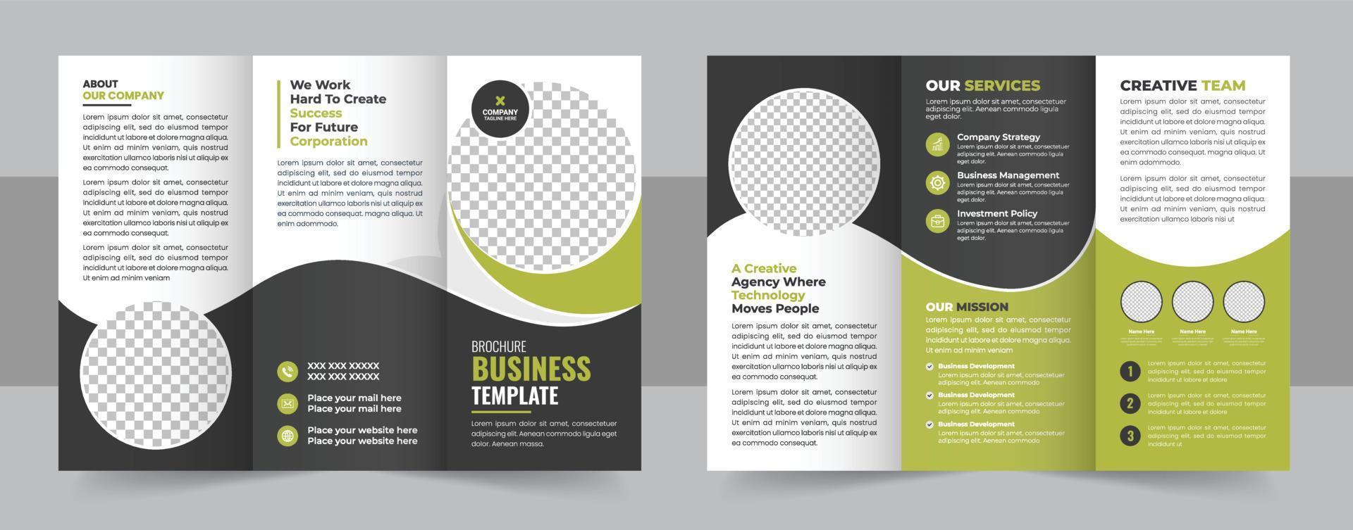 zakelijke bedrijf drievoud brochure sjabloon. creatief bedrijf drievoud brochure sjabloon vector
