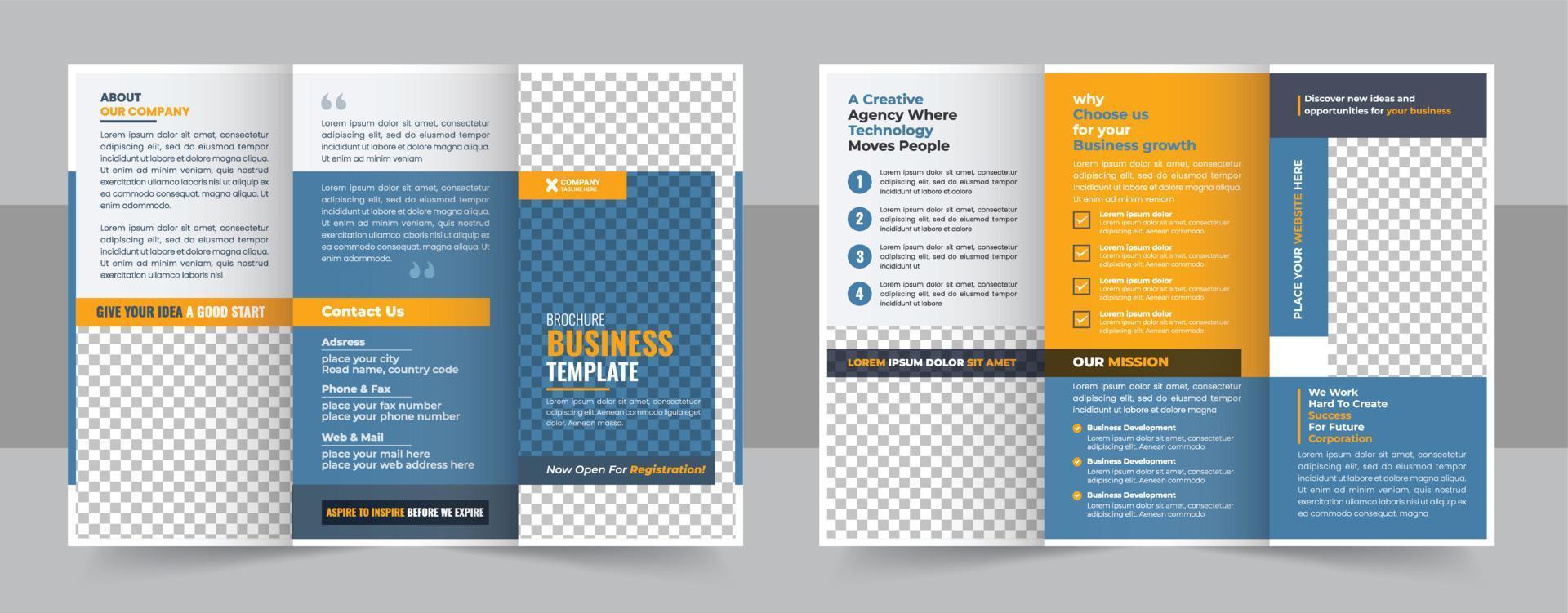 drievoud brochure sjabloon minimalistisch meetkundig ontwerp voor zakelijke en bedrijf. creatief concept brochure vector