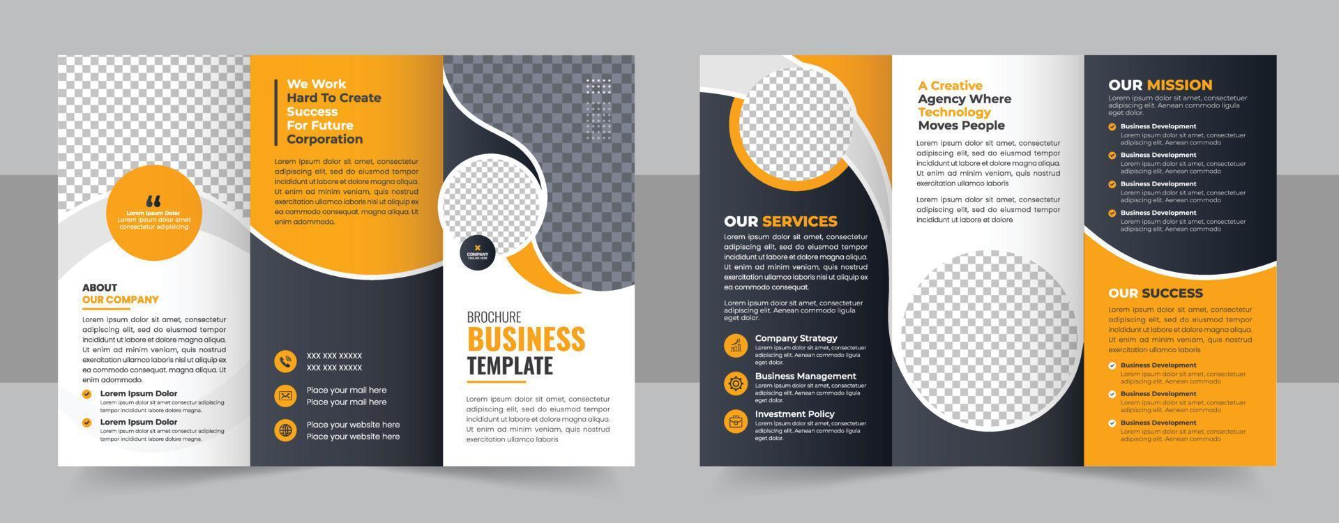 zakelijke bedrijf drievoud brochure sjabloon, creatief en professioneel tri vouwen brochure vector ontwerp.
