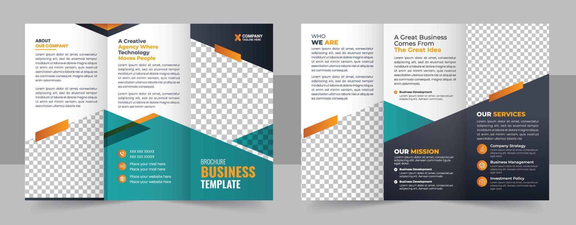 driebladige brochureontwerpsjabloon voor uw bedrijf, bedrijf, bedrijf, reclame, marketing, bureau en internetbedrijf vector