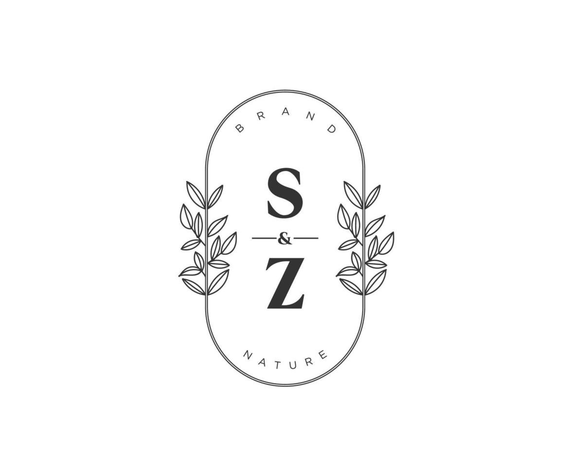 eerste sz brieven mooi bloemen vrouwelijk bewerkbare premade monoline logo geschikt voor spa salon huid haar- schoonheid winkel en kunstmatig bedrijf. vector