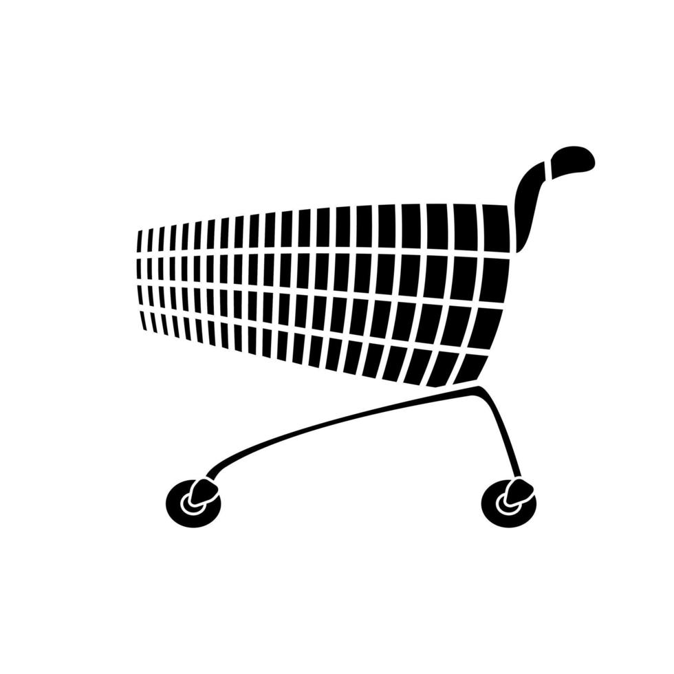 boodschappen doen kar zwart silhouet icoon. geïsoleerd Aan wit achtergrond. vector